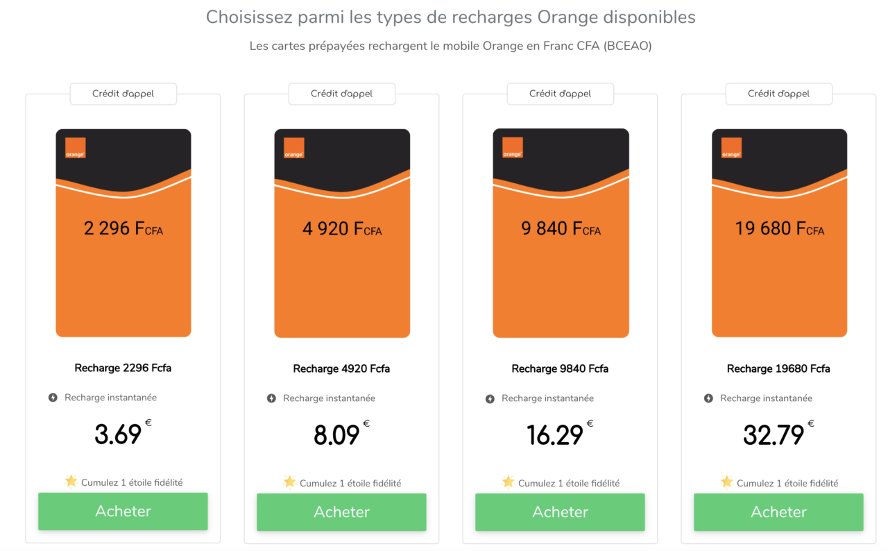 Offres Orange au Sénégal pour la recharge de téléphone