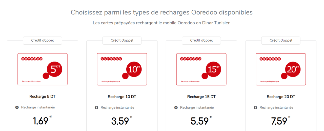 Ooredoo : les forfaits de recharge mobile en Tunisie