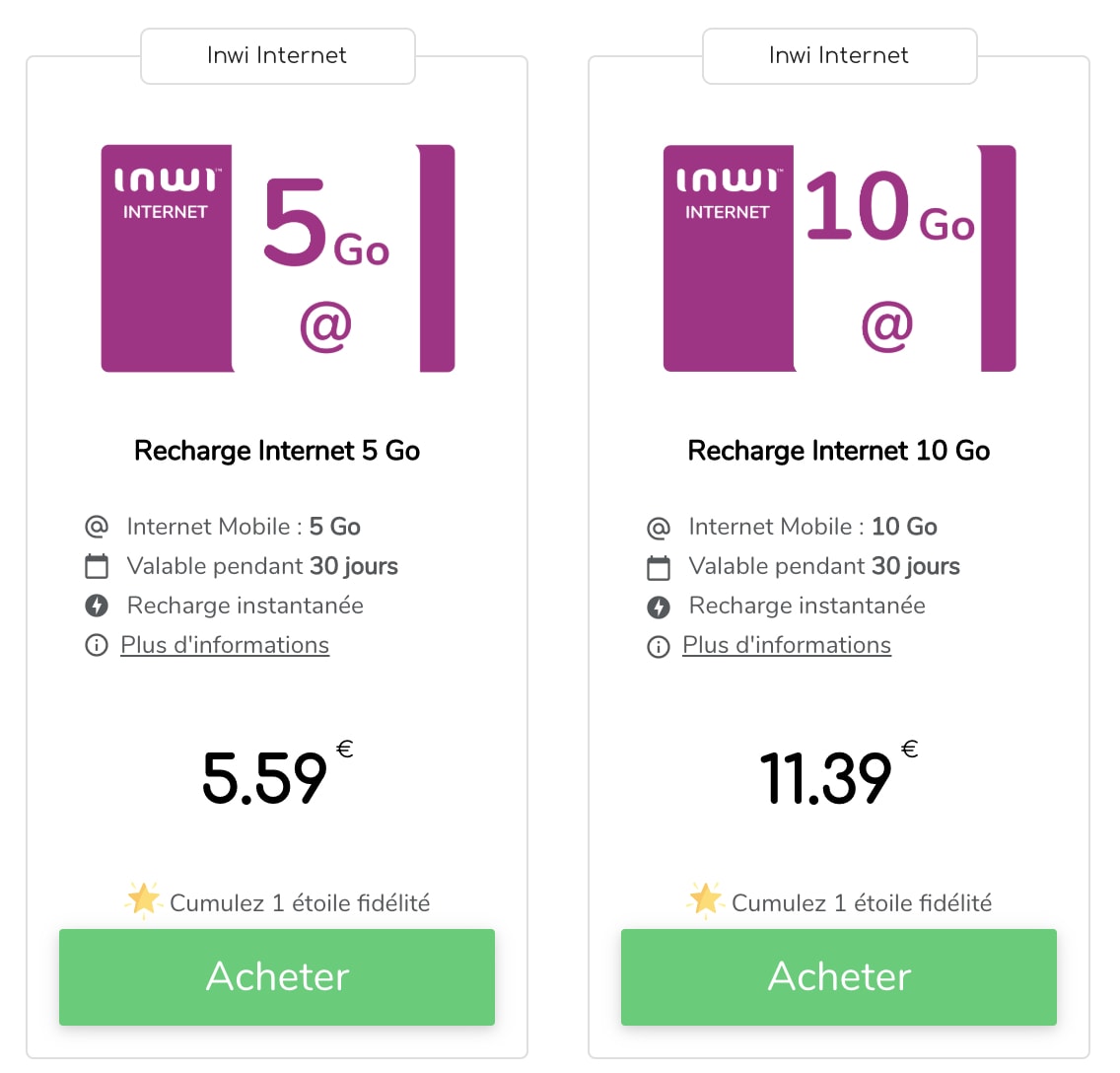 Recharge Internet Maroc Inwi