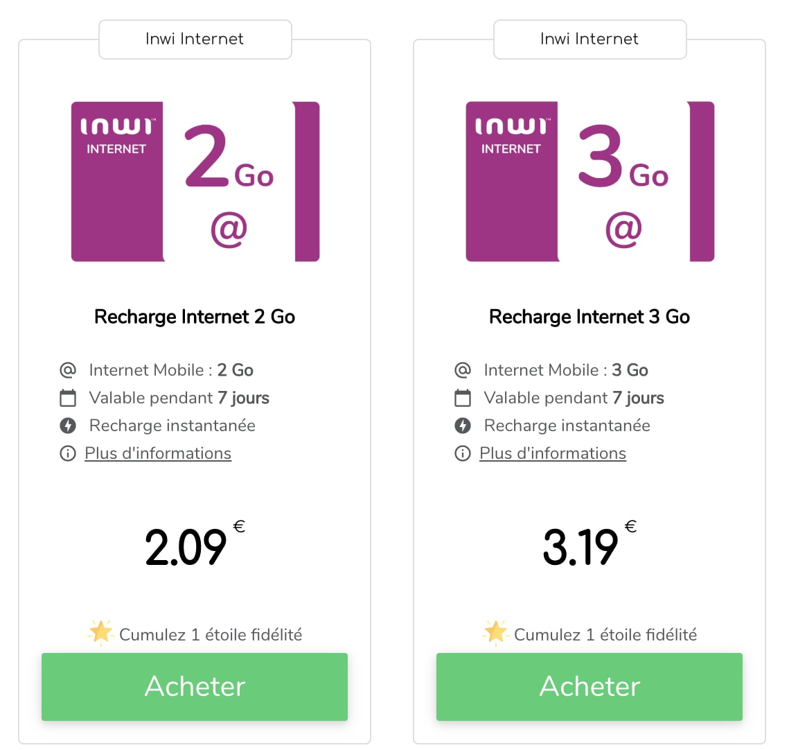 Recharge Internet Maroc Inwi