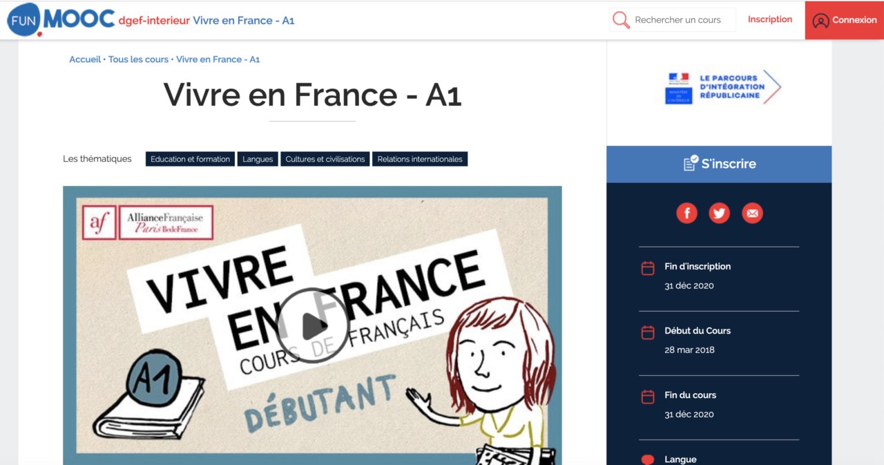 Vivre en France : cours en ligne
