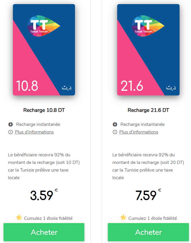 Recharge mobile Tunisie Telecom