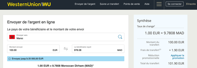 Western Union France : les tarifs