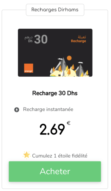 Recharge Orange Maroc : 30dhs