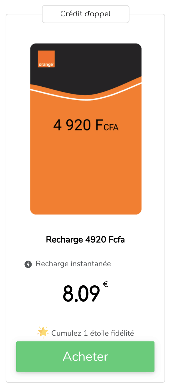 Recharge Orange Côte d'Ivoire : prix