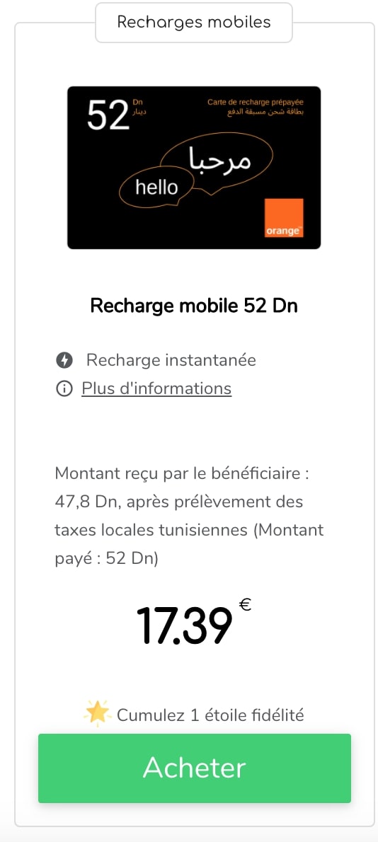 Recharge mobile Orange Tunise