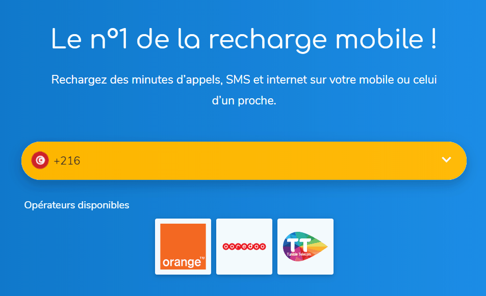 Recharge mobile international en Tunisie