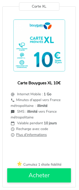 Recharge internet Bouygues Telecom 10€