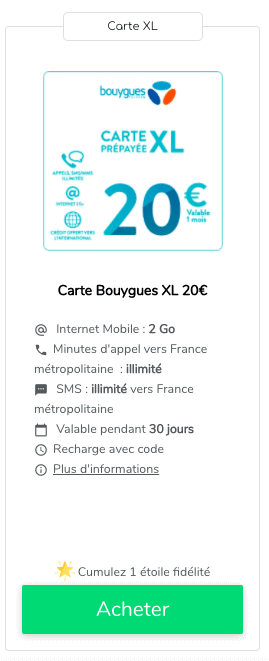 Recharge internet Bouygues Telecom 20€