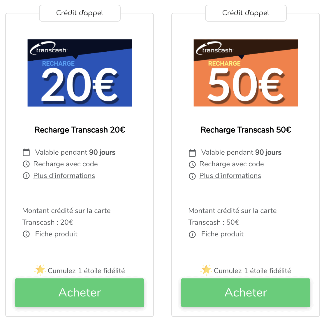 Ticket Transcash 50 €