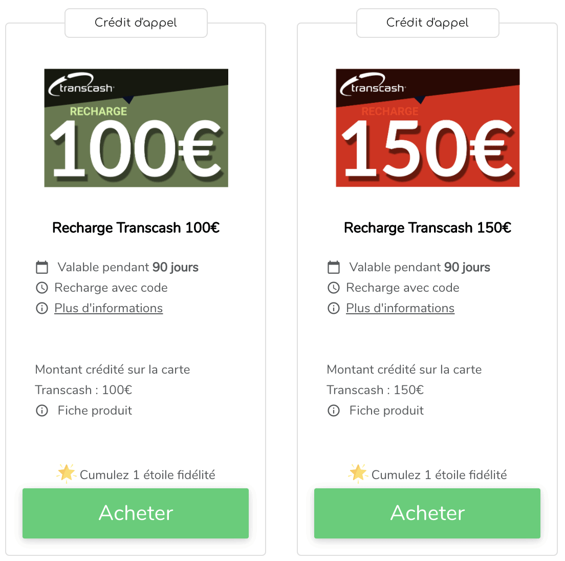 Ticket Transcash 100 €