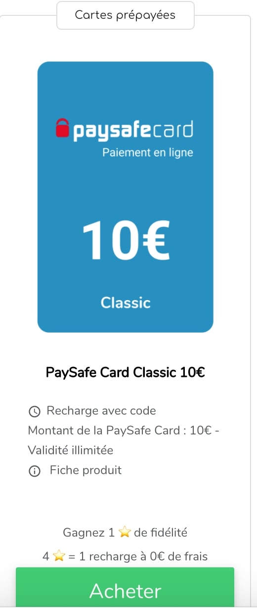 Paysafecard recharge 10€