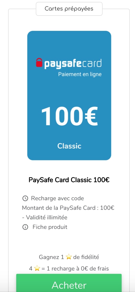Paysafecard recharge 100€