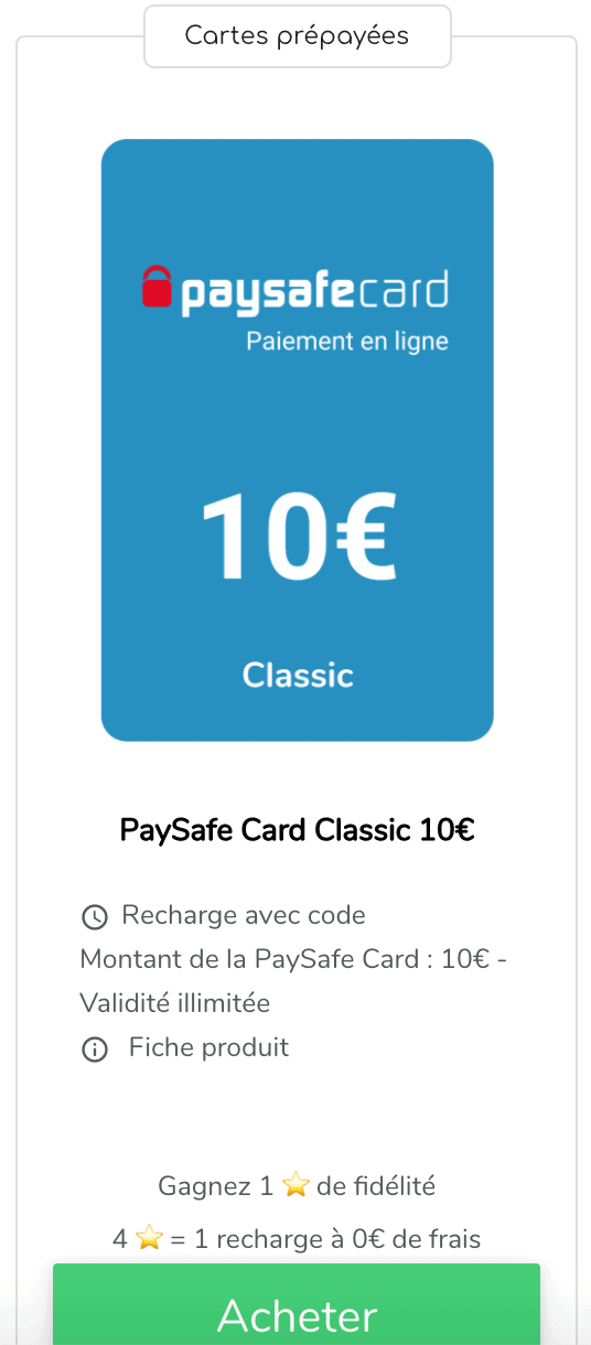Carte prépayée Paysafecard 10€