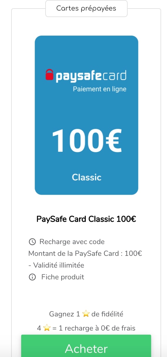 Recharge Paysafecard 100€