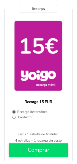Recargas Yoigo online : tarifas