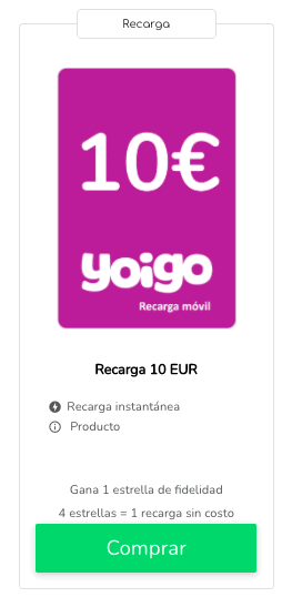 Yoigo mas megas recarga: paquete