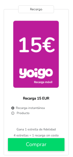 Yoigo mas megas recarga: recargar móvil en línea