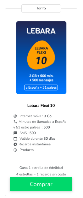 Recargar móvil Lebara: internet