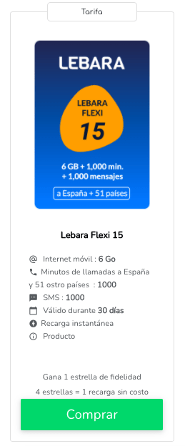 Recargar Lebara online: creditos