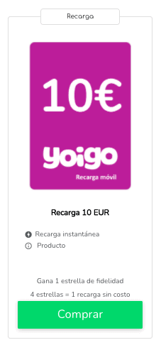 Yoigo recarga directa : paquete