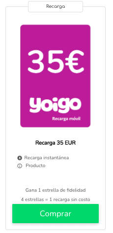 Yoigo recarga web : crédito de llamada