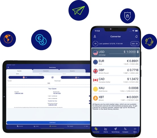 XE converter : transfert d'argent