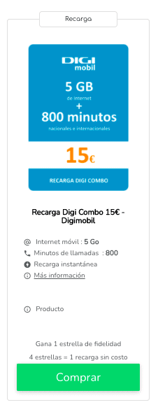 Recarga Digi Mobil España : tarifas