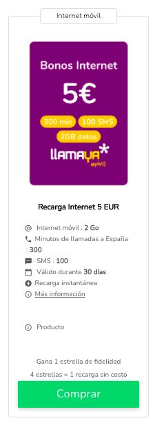 Recargar saldo: Llamaya