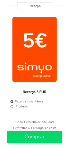 Recargar movil Simyo: tarifas