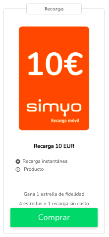 Recargar movil Simyo: Monisnap