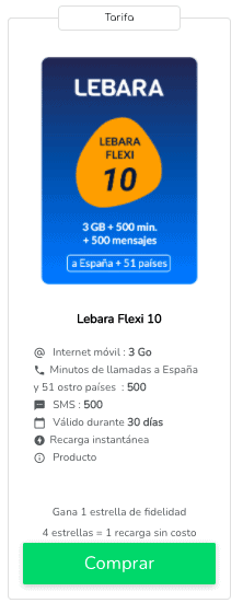 Recargar Lebara por internet con tarjeta: sim