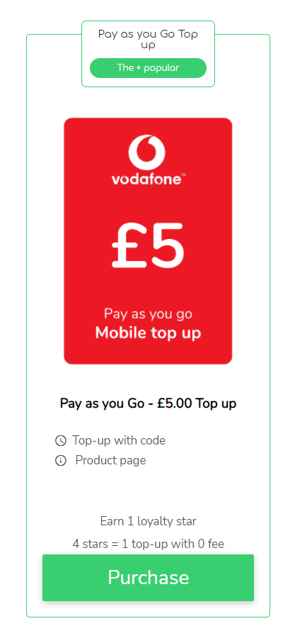 Vodafone sim: credit call