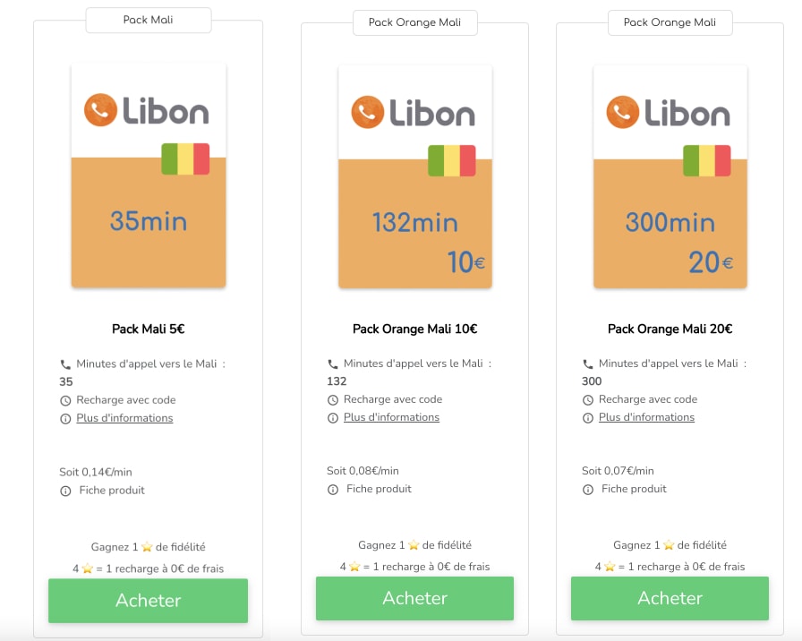 Recharge Libon Mali : prix