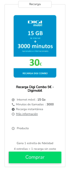 Recargar Digi Mobil con tarjeta de crédito : tarifas