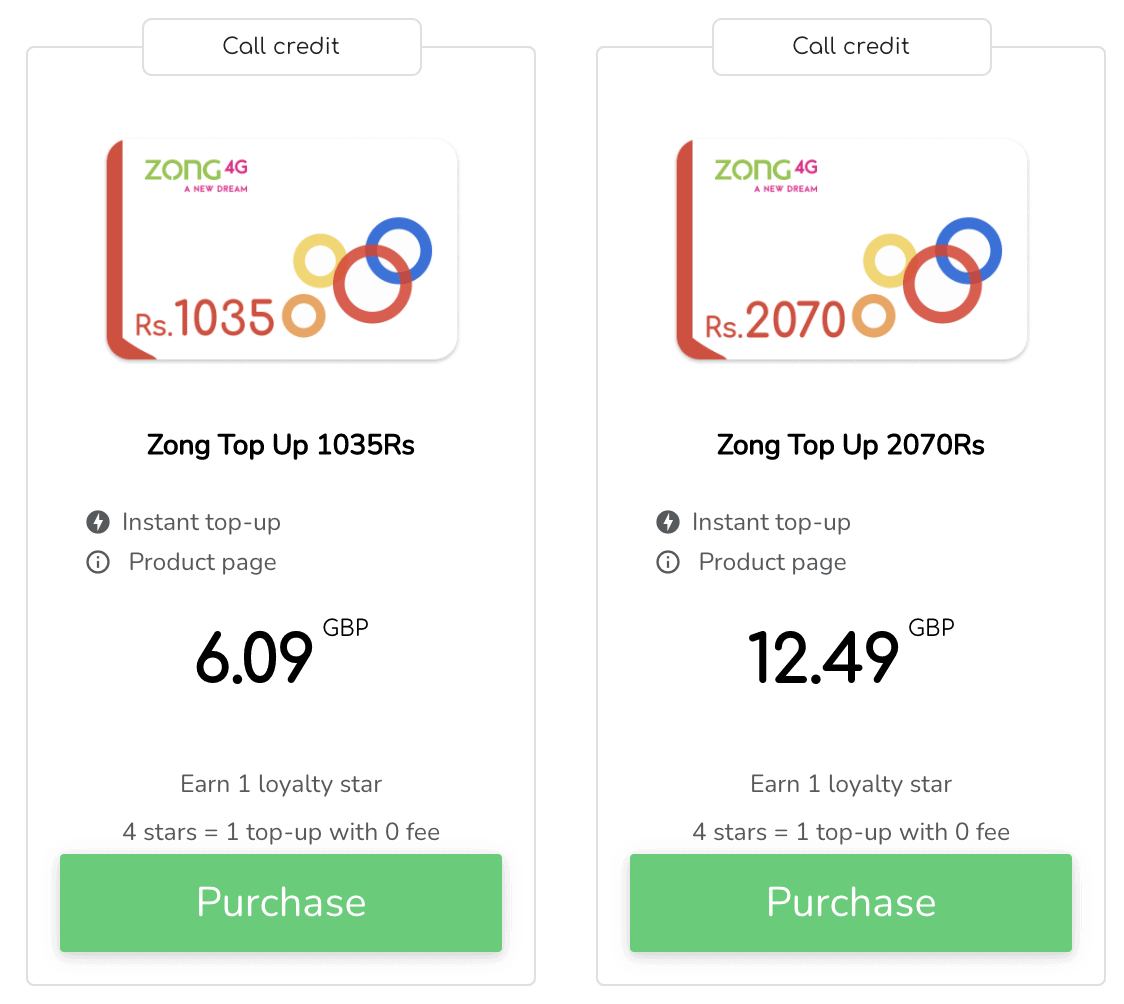Zong Pakistan mobile recharge
