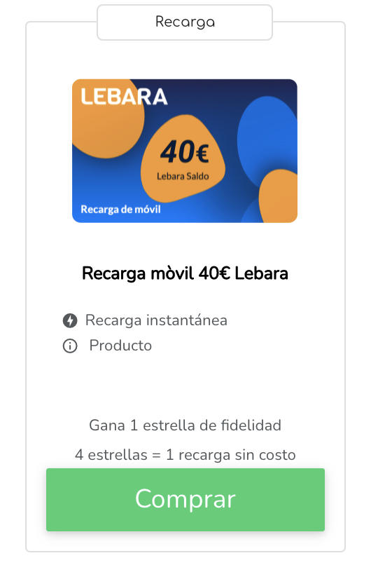 Recargar saldo Lebara: allo monisnap
