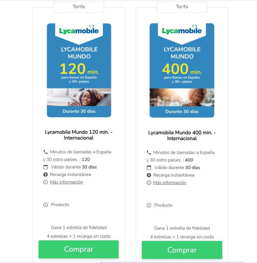 Lycamobile tarifas : recargar en linea