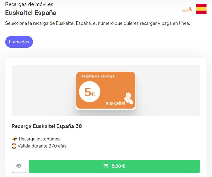 Euskaltel ofertas: recargas y minutos
