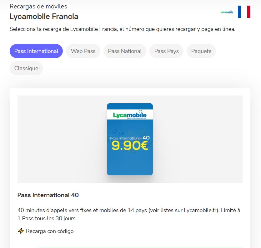 Lycamobile Francia : ofertas
