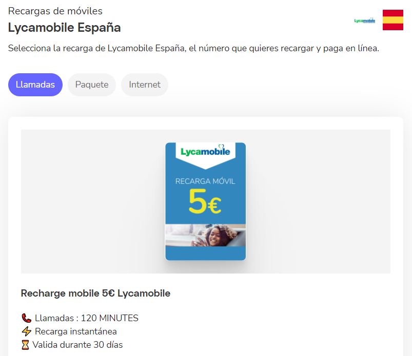Lycamobile minutos: credito de llamada