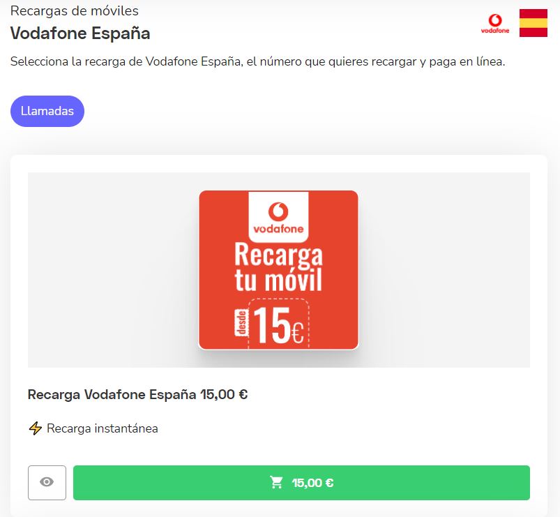 Vodafone datos: paquetes