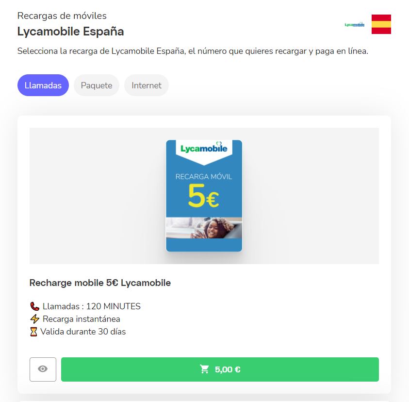Plan Lycamobile : tarifas