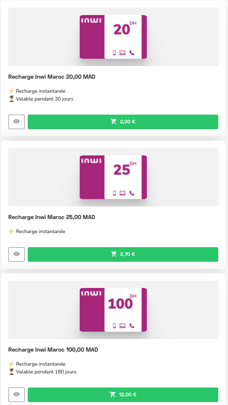 Recharge Inwi : crédit d'appel