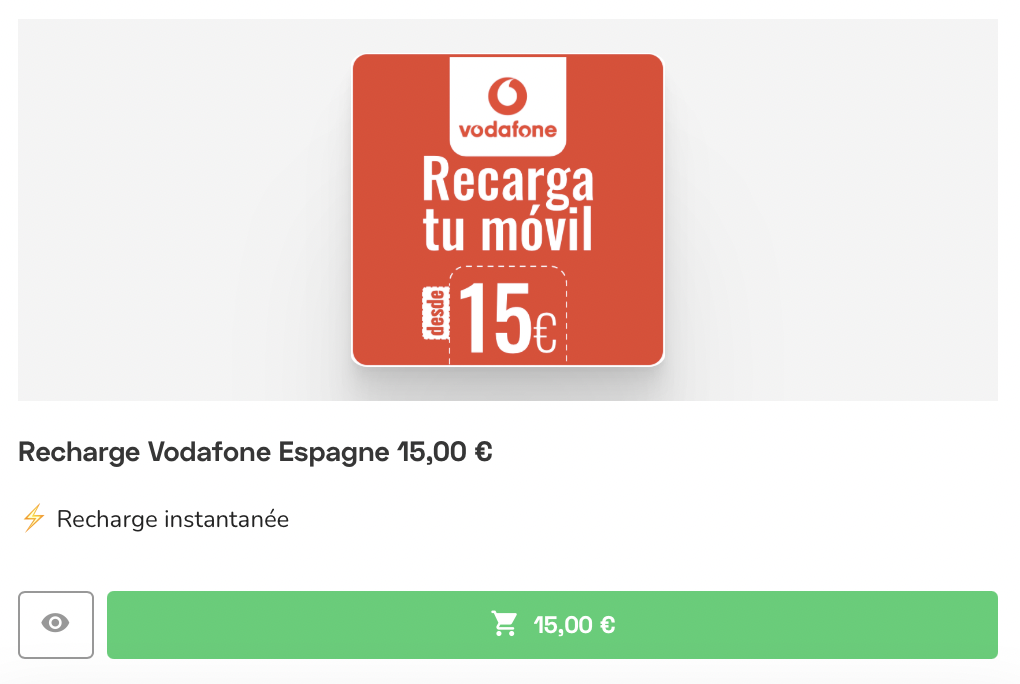 Vodafone recharge en ligne : espagne