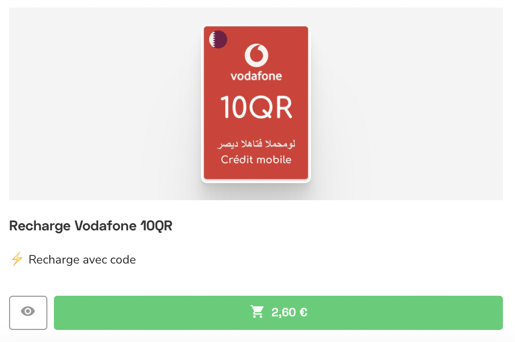 Vodafone recharge en ligne : qatar