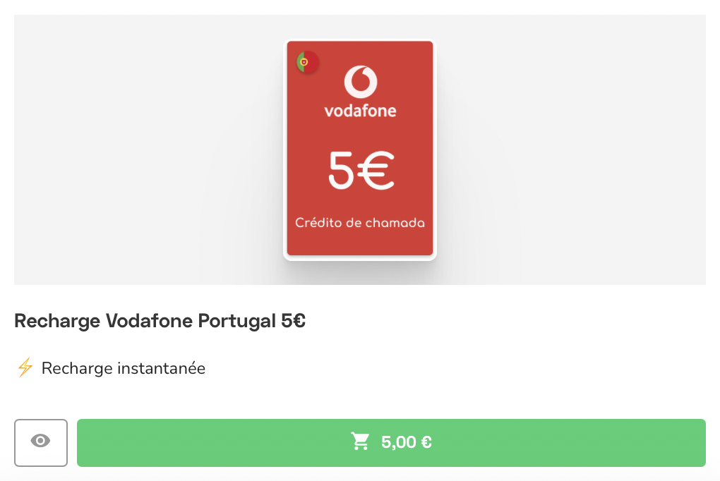 Vodafone recharge en ligne  : portugal