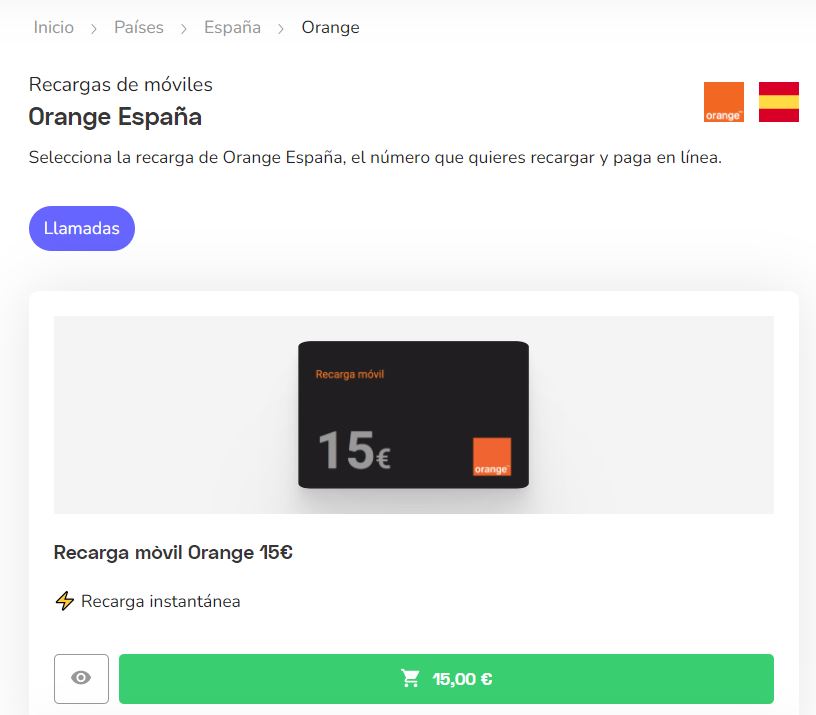 Ofertas prepago Orange : credito de llamada