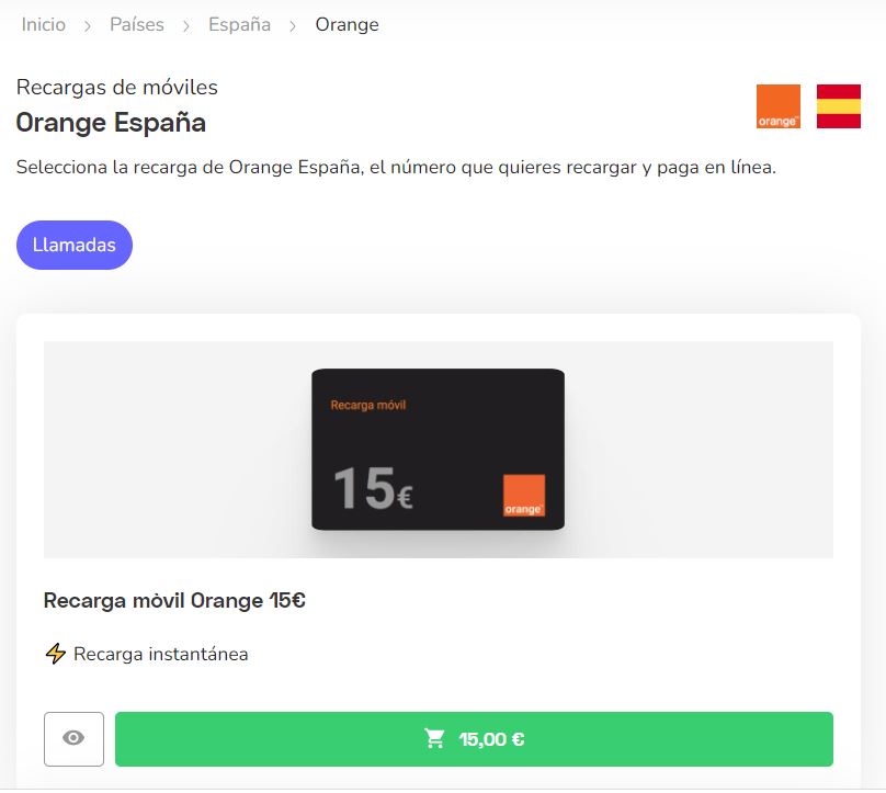Orange: credito de llamada