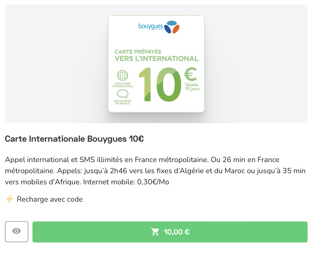 Recharge carte nomade Bouygues : les meilleurs prix avec Monisnap